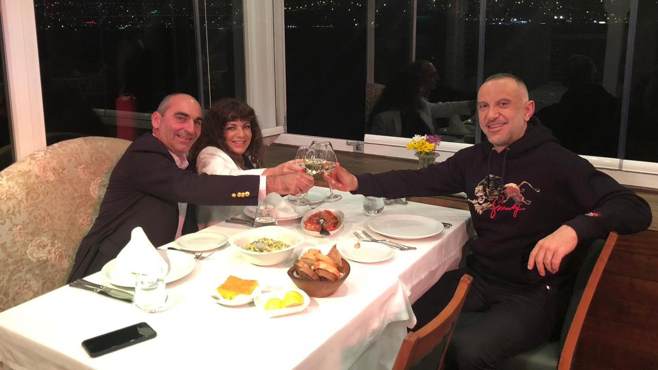 Magnis Energy director Peter Tsegas, left, dining with Hakan Arif in Istanbul, Turkey.