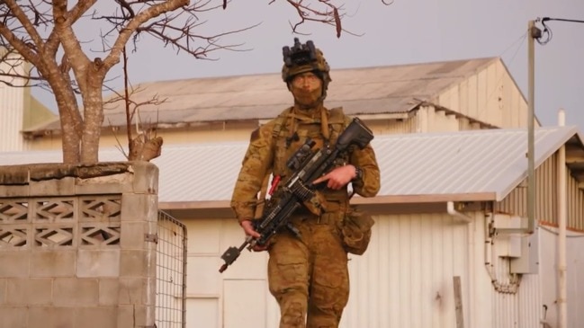 Australian, US, Japanese soldiers on night operations in Bowen during Exercise Talisman Sabre