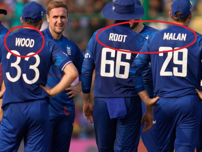 The names on England's World Cup kit were in different fonts.