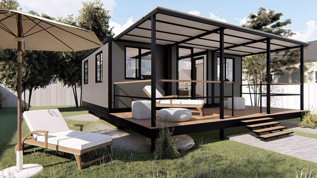 Artist impressions for caravan park cabins proposed for Pine Ridge Campground. Picture: Panstellar Homes