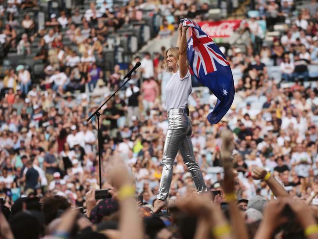 Goodrem during her Fire Fight Australia performance to help raise money for bushfire relief. Picture: Richard Dobson