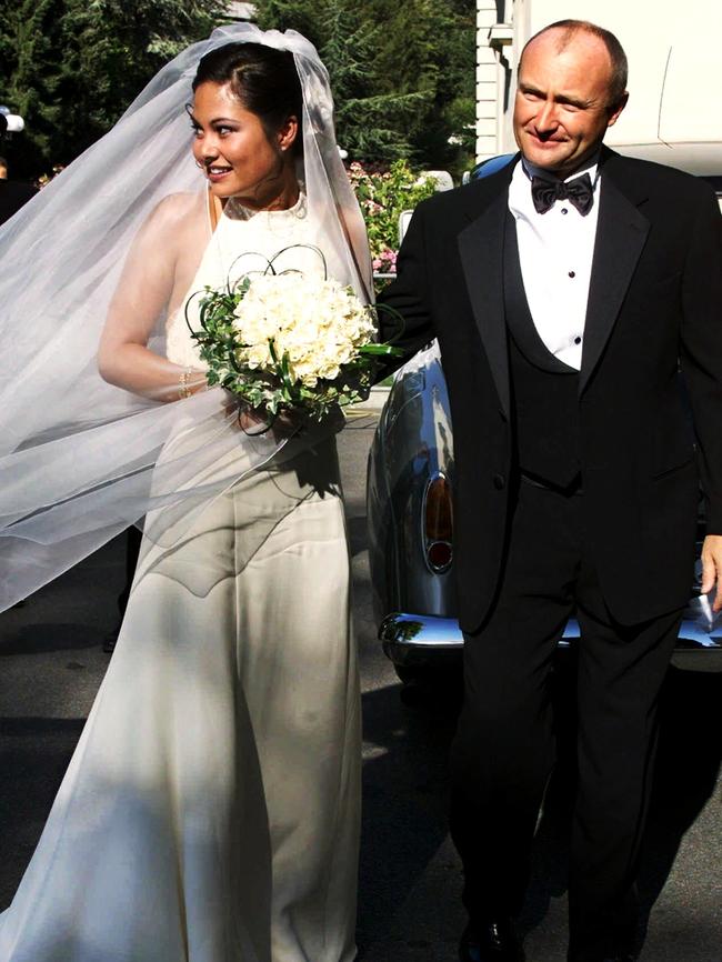 Phil Collins and Orianne Cevey on their wedding day in 1999.