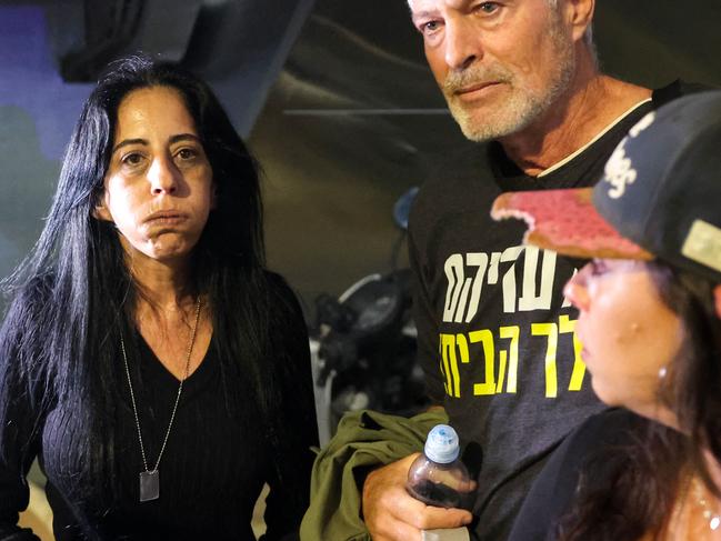 Mrs Zangauker reacts as she prepares to attend a press conference after Hamas released the video of her son Matan. Picture: Jack Guez / AFP