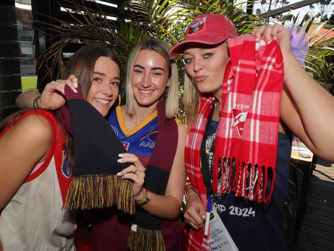 AFL grand final celebrations around Geelong . Edge Geelong left: Lauren Birkett , Payton Booth and Antonia McFarlane Picture: Mark Wilson