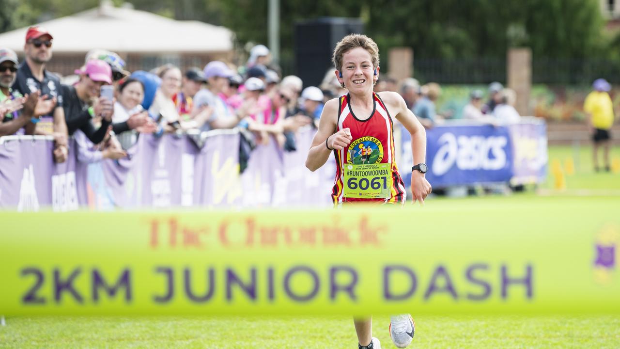 Judah Magarey wins the 2km race of the Toowoomba Marathon. Picture: Kevin Farmer