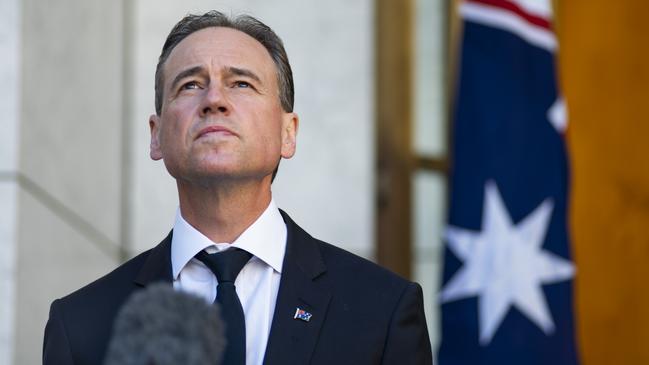 Greg Hunt says the government’s $2.4bn telehealth package was making it easier for those suffering anxiety or depression to seek help. Picture: Martin Ollman