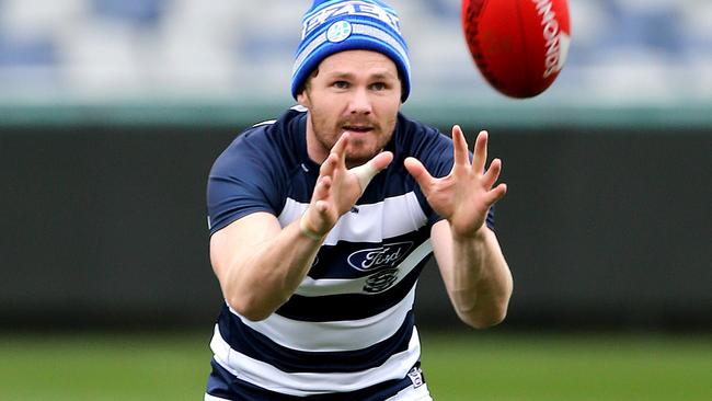 Patrick Dangerfield at Geelong training. Picture: Mike Dugdale