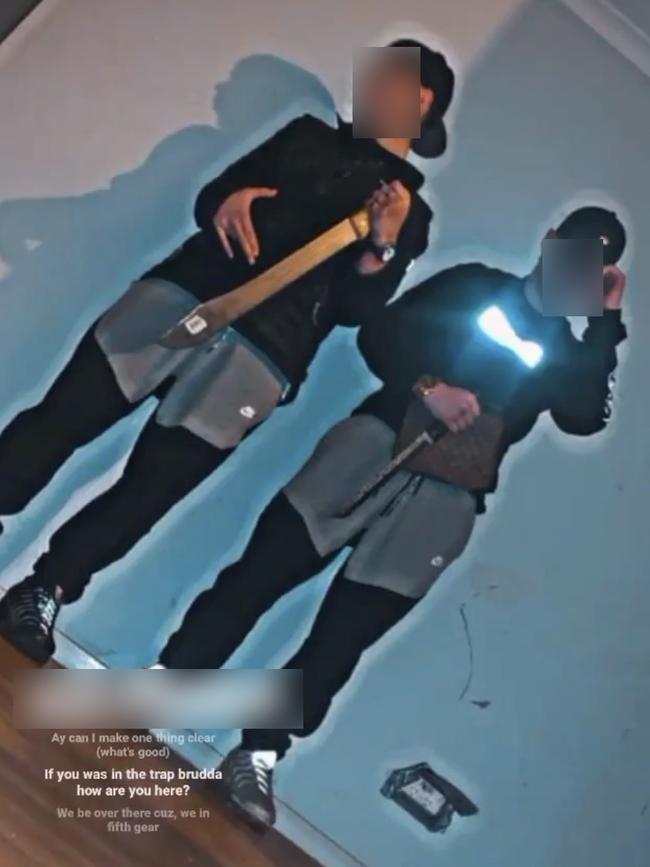 Melbourne youth gangs with weapons on social media. Picture: Supplied