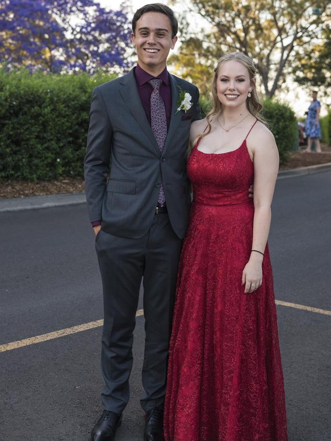 Josh Rummell and Sophie Lyon at Centenary Heights State High School formal at Picnic Point, Friday, November 20, 2020. Picture: Kevin Farmer