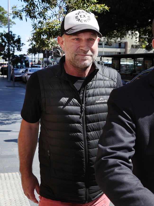 Slater leaving Manly Police Station.