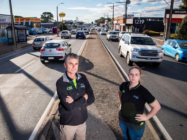 Steve Eckert, director of Eco Building Supplies and Demi Lee-Smith will need to relocate the business due to the Torrens to Darlington upgrade, pictured on July 6th, 2021, in Clovelly Park.Picture: Tom Huntley