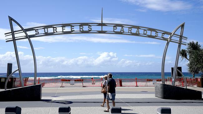 The Spit, Coolangatta and Surfers Paradise beaches have been cordoned off in time for Easter. Picture: AAP