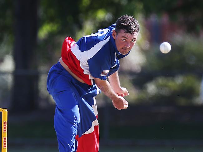 Action from the Cairns cricket match between Norths and Barron River at Griffiths Park, Manunda. Barron River pace bowler Rick Donnelly. Picture: Brendan Radke.