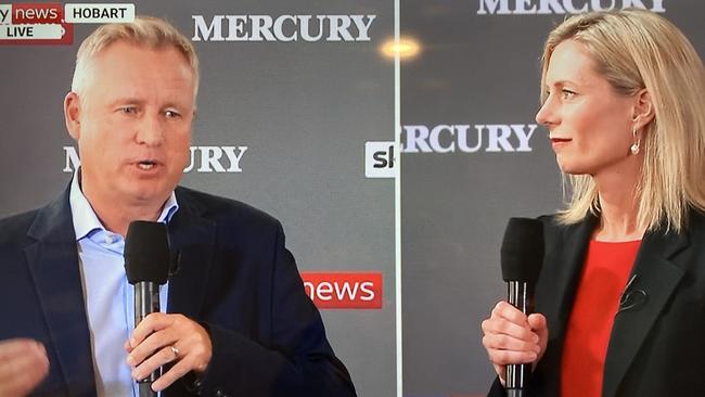 Premier Jeremy Rockliff and Labor leader Rebecca White on the Sky News Tasmanian Election People's Forum.