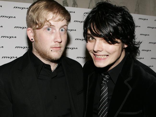 Bryer with My Chemical Romance lead singer Gerard Way. Picture: Vince Bucci/Getty Images