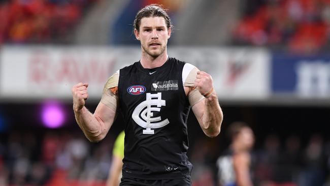 Bryce Gibbs had a massive game on Saturday night. Will he still be in Blues colours in 2018? Picture: AAP