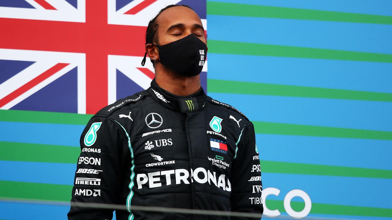 Lewis Hamilton will race until his hair turns grey. (Photo by Joe Portlock/Getty Images)