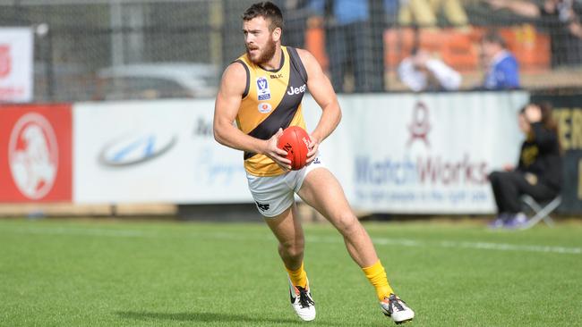 Brett O'Hanlon, pictured playing with Richmond’s VFL side in 2014, has returned to Edithvale-Aspendale. Pictures: Angie Basdekis