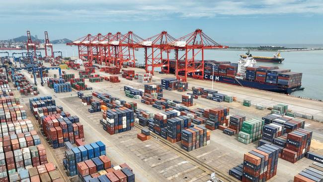 Cranes and shipping containers at Lianyungang port, in China's eastern Jiangsu province. Picture: AFP