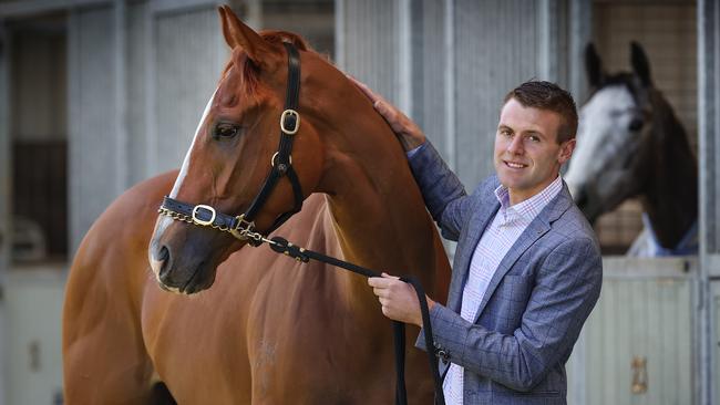 Clayton Douglas with star sprinter Giga Kick. Picture: David Caird