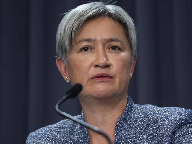 CANBERRA, AUSTRALIA, NewsWire Photos. JANUARY 23, 2024: Foreign Minister Penny Wong, Home Affairs Minister Clare OÃ¢â¬â¢Neil, Deputy Prime Minister Richard Marles and Abigail Bradshaw Head of the Australian Signals Directorate's, Australian Cyber Security Centre hold a press conference in response to Medibank Private cyber attack at Parliament House in Canberra. Picture: NCA NewsWire / Martin Ollman