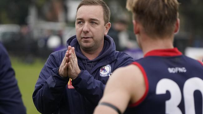 SFL Division 1 football: Springvale Districts v Port Melbourne Colts. Springvale Districts coach Kris Thompson. Picture: Valeriu Campan