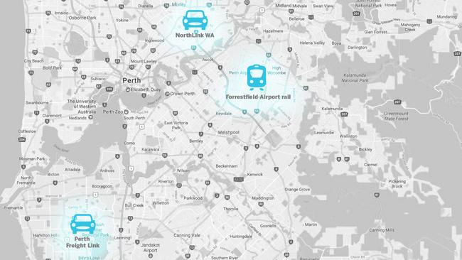 Perth’s NorthLink WA and airport train line will transform access to the city and Fremantle, and the car-loving city will start embracing cyclists and pedestrians. Graphic: Ron Erdos/news.com.au