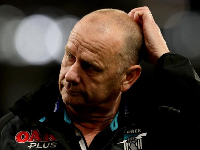 Ken Hinkley coach of the Port Adelaide Power during the Round 5 AFL match between the West Coast Eagles and the Port Adelaide Power at Optus Stadium in Perth. Picture: AAP Image/Richard Wainwright