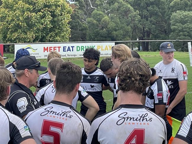 Souths listen to coach Cian O'Connor earlier in the season.