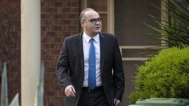 Sacked MP Adem Somyurek outside his home yesterday. Picture: AAP Image/Daniel Pockett