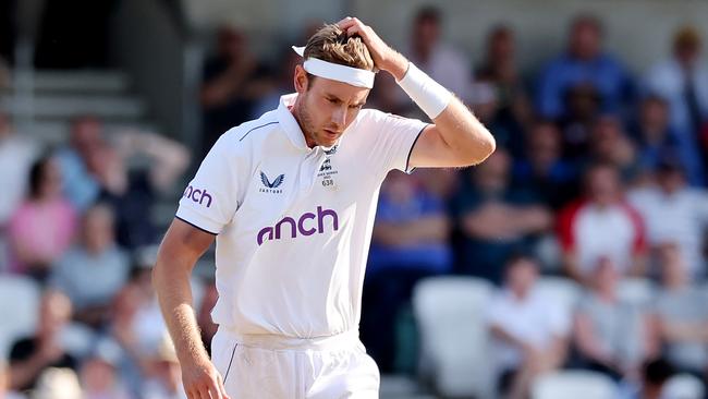 Stuart Broad said he was embarrassed by his antics in the wake of the Bairstow wicket. Picture: Getty