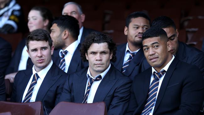 Members of the Wests Tigers at the service. Picture: Mark Kolbe/Getty Images