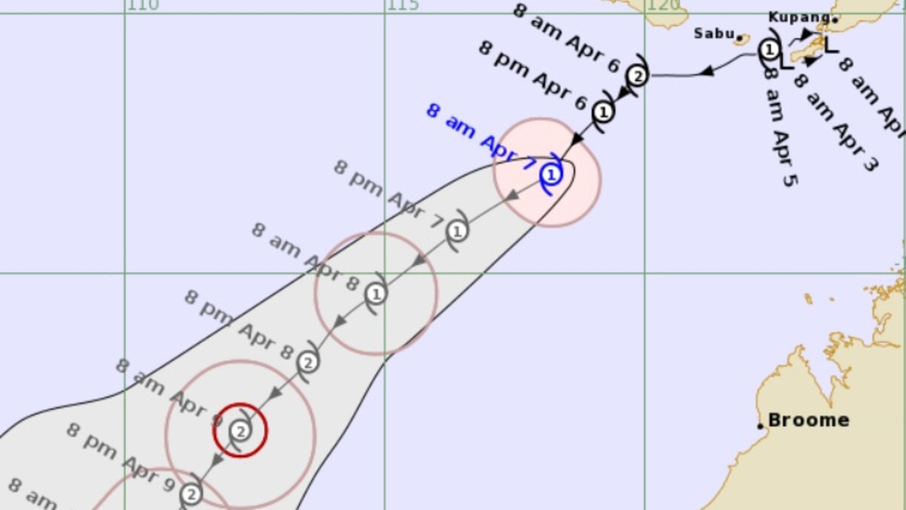 The location of Tropical Cyclone Seroja.