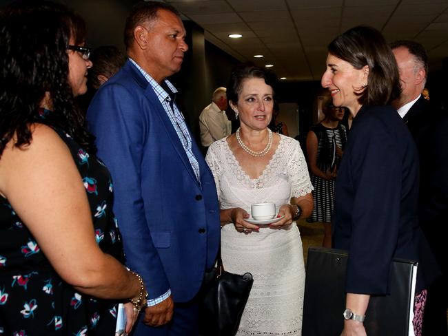 Premier Gladys Berejiklian and Minister for Family and Community Services Pru Goward speak with the Coast’s community leaders this morning. Picture: Sue Graham