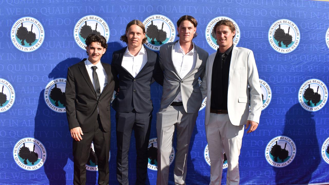 Wyatt, Charlie, Cooper and Jett at the Sunshine Beach State High School formal 2024.