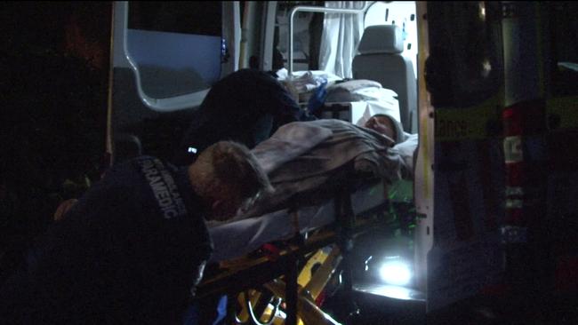 The man is taken to hospital following the suspected attack. Picture: TNV