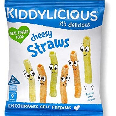 Kiddylicious Cheesy Straws are marketed as finger food to encourage self-feeding.