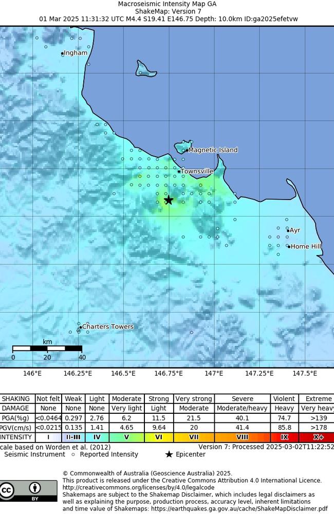 Residents in North Queensland have had a shaky Friday after a 4.45 magnitude earthquake hit. Map: Geoscience Australia