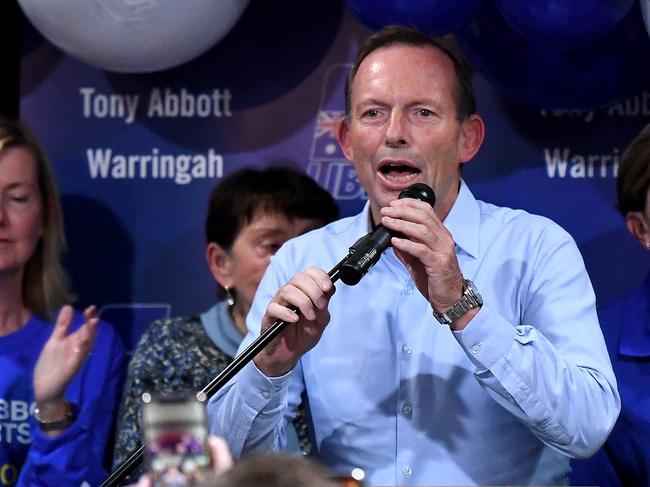 Tony Abbott concedes defeat at Manly Leagues Club in Brookvale. Picture: Bianca De Marchi