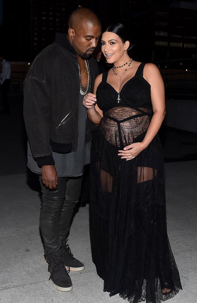 Kanye West and a pregnant Kim Kardashian attend NY Fashion Week in 2016. Picture: Michael Loccisano/Getty