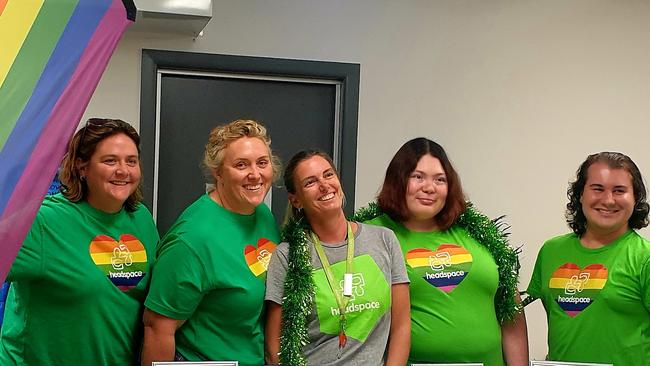 Headspace Bundaberg's Brite Ball committee members Kristy Hayes, Di Wills, Cristel Simmonds, Lauren Cuthbert and Rhys Williams.