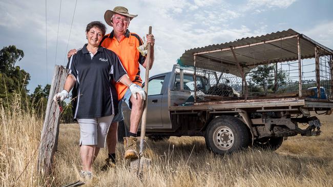 BlazeAid founders Kevin and Rhonda Butler.News Corp has given BlazeAid $250,000 to buy 10 equipment trailers. Picture: Jake Nowakowski