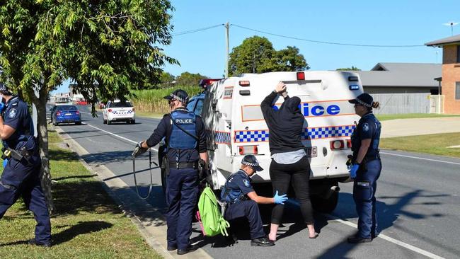 Mackay police arrest offenders at Ooralea on August 13, 2016. Picture: Emily Smith