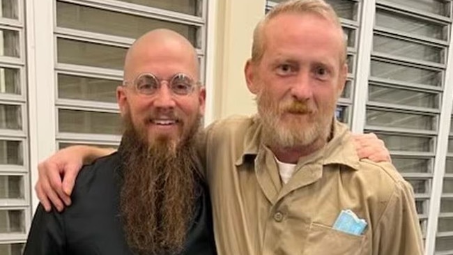 Casey with his spiritual adviser in prison. Picture: AL