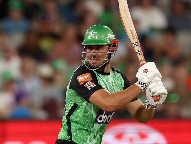 MELBOURNE, AUSTRALIA - JANUARY 15: Marcus Stoinis of the Stars bats during the BBL match between Melbourne Stars and Hobart Hurricanes at Melbourne Cricket Ground, on January 15, 2024, in Melbourne, Australia. (Photo by Jonathan DiMaggio/Getty Images)