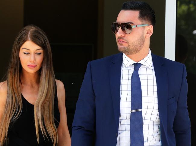 Salim Mehajer and wife Aysha leave Bankstown Court. Salim Mehajer appeared in Bankstown Court today after being charged with driving an unregistered Ferrari without a licence twice in one night, October 24 at Punchbowl. Picture Cameron Richardson