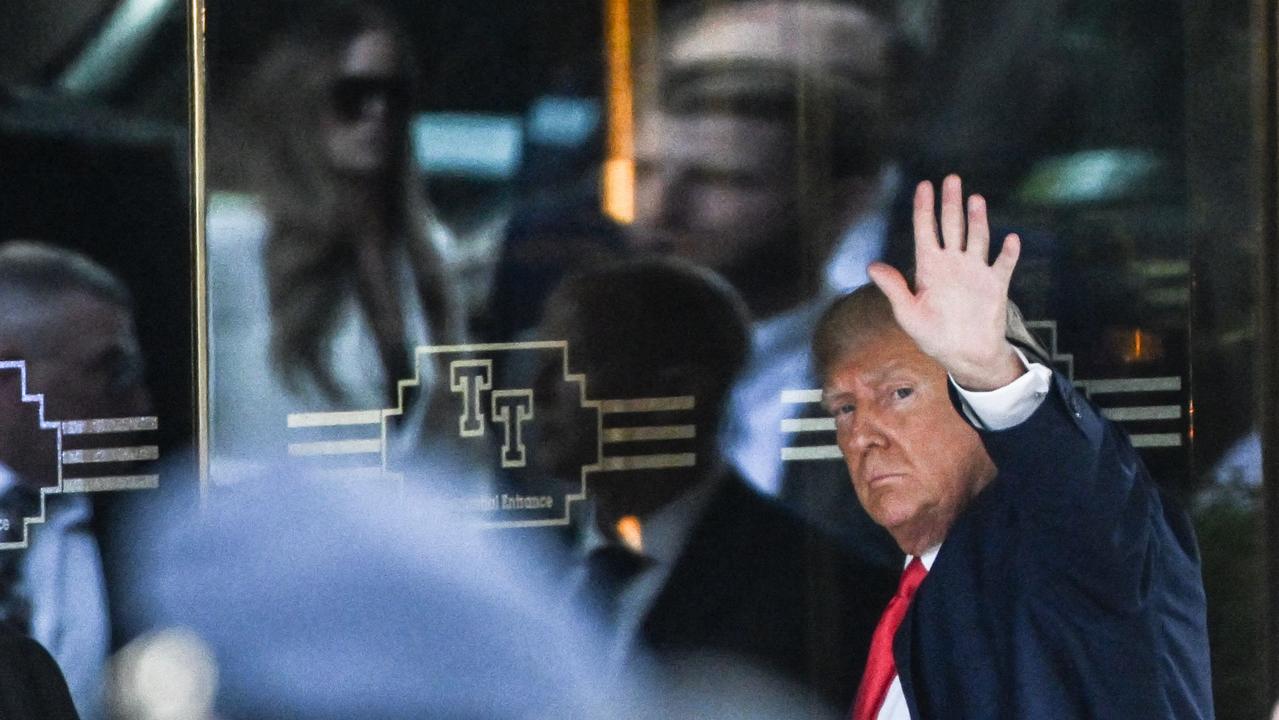 The former president has touched down in New York ahead of handing himself in to authorities. Picture: Andrew Caballero-Reynolds/AFP