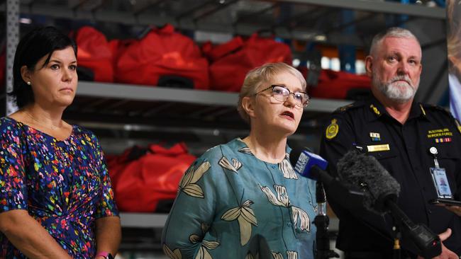 Acting NT Chief Health Officer, Dr Dianne Stephens, updates journalists about the coronavirus. Picture: Che Chorley