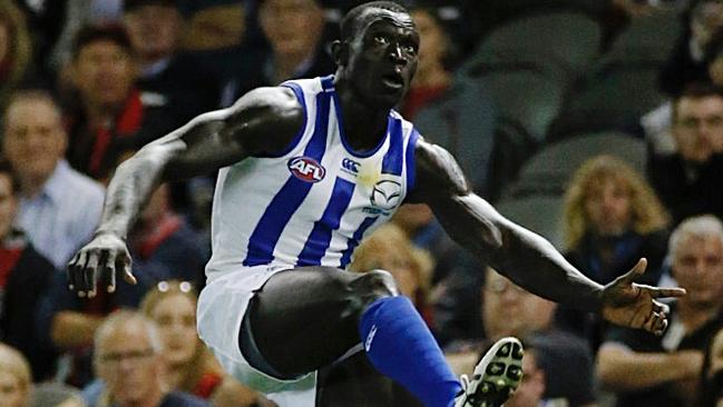 Majak Daw returned to the AFL with a bang in Round 8. Picture: George Salpigtidis