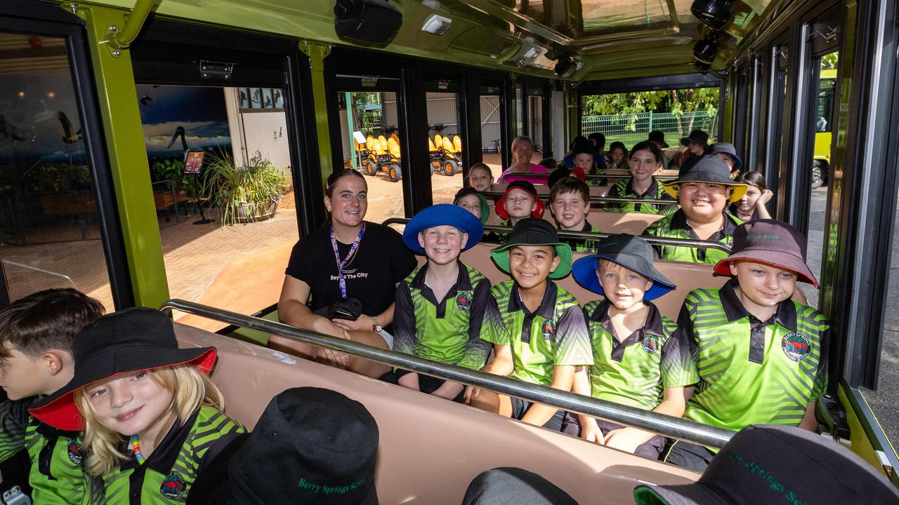 Two new electric trains have been unveiled by the Territory Wildlife Park. Picture: Pema Tamang Pakhrin